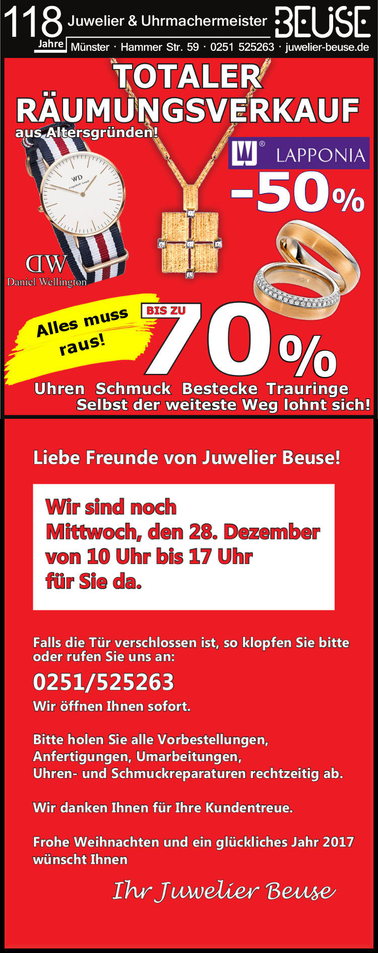 Raemungsverkauf2016 Totaler Räumungsverkauf 2016 - Rabatte bis zu 70% - Alles muss raus!